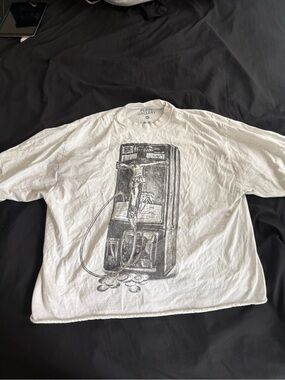 Gallery White Tee with Black Payphone Graphic